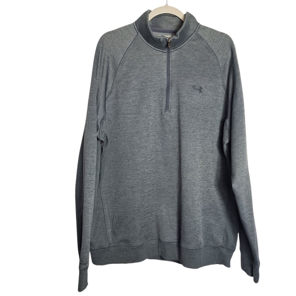 Under Armour Quarter Zip Fleece Gray Athletic Pullover 2XL Mens